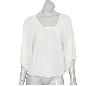 REFORMATION Large White Blouse with embroidered floral